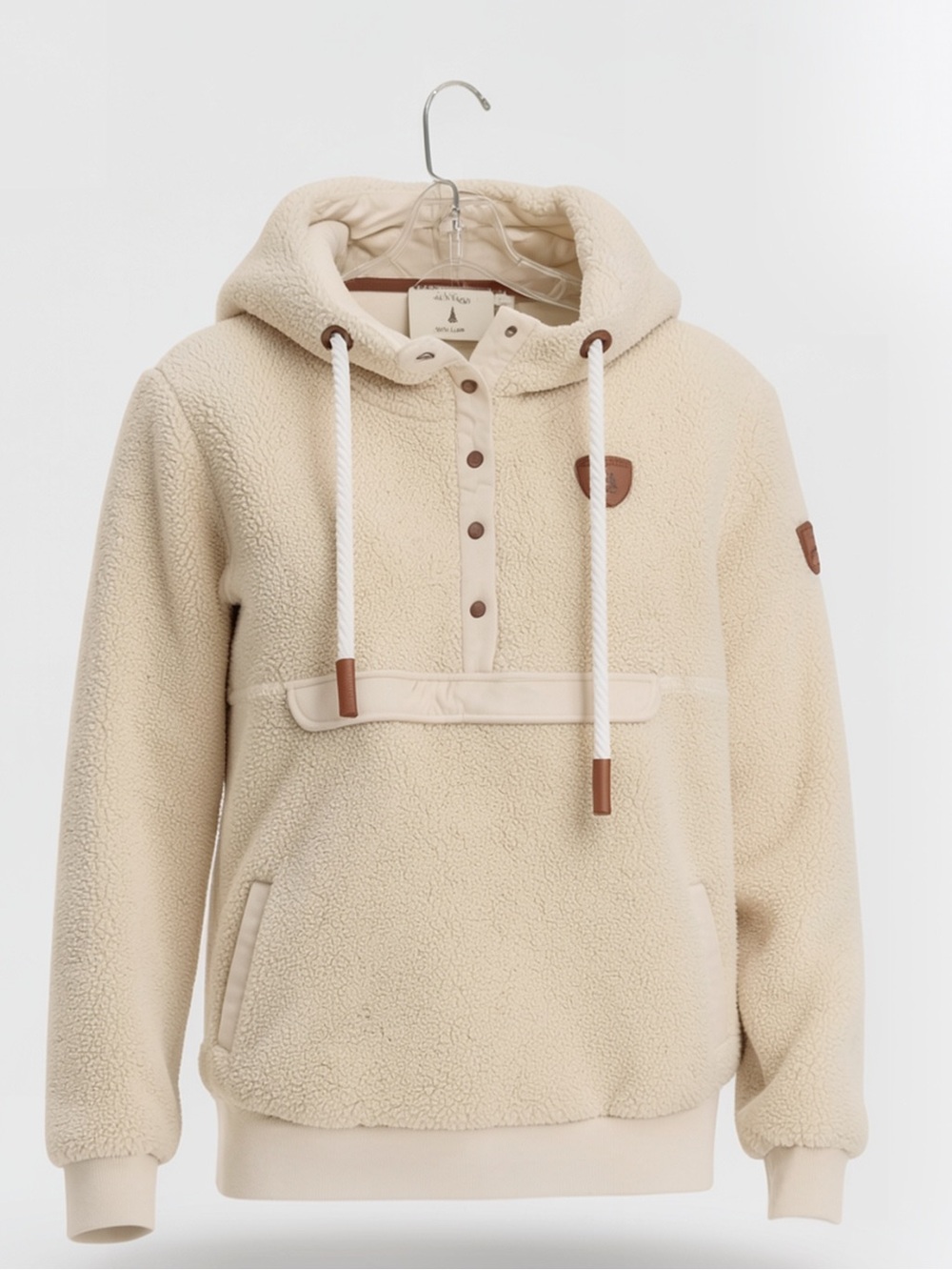 Wanakome Cream Sherpa Zip-Up Hoodie